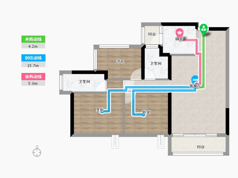 海南省-海口市-龙光玖悦台住宅-76.00-户型库-动静线