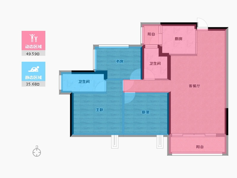 海南省-海口市-龙光玖悦台住宅-76.00-户型库-动静分区