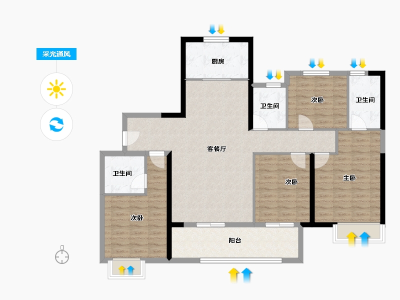 福建省-泉州市-中骏东璟府-114.40-户型库-采光通风