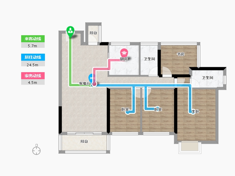 海南省-海口市-龙光玖悦台住宅-99.20-户型库-动静线