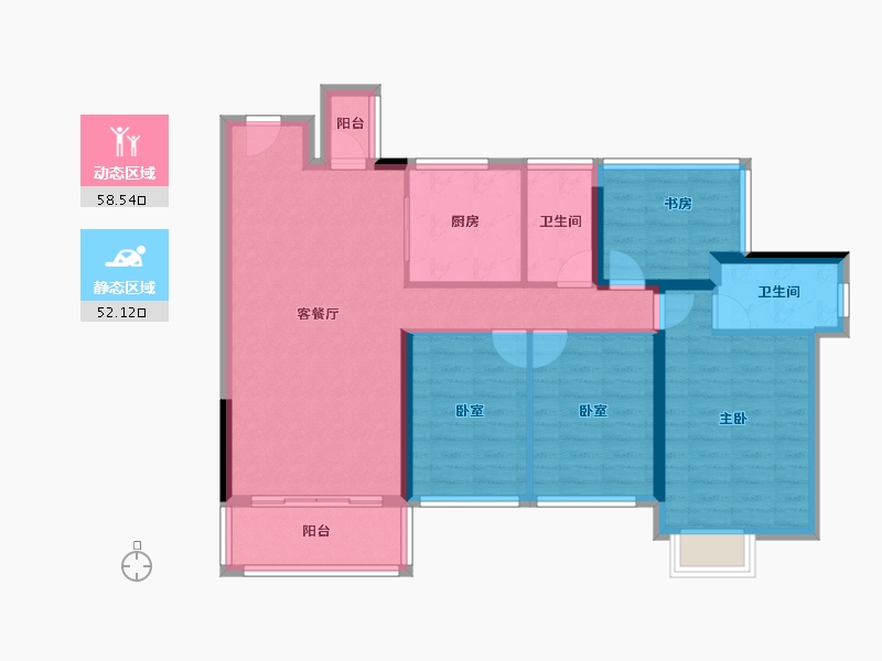 海南省-海口市-龙光玖悦台住宅-99.20-户型库-动静分区