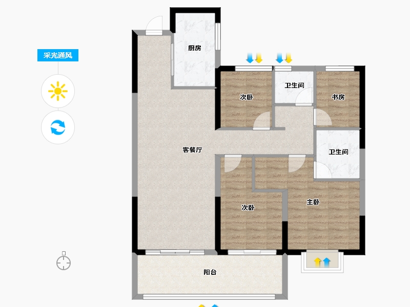 山西省-太原市-华润置地公元九里-104.01-户型库-采光通风