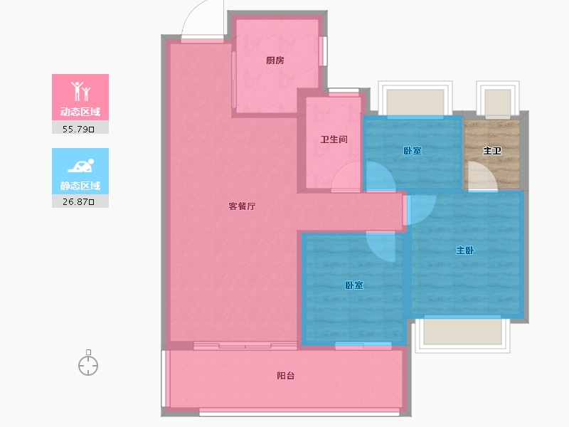 湖北省-荆州市-荆州当代城MOMΛ-77.60-户型库-动静分区