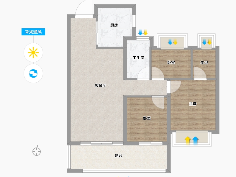 湖北省-荆州市-荆州当代城MOMΛ-77.60-户型库-采光通风