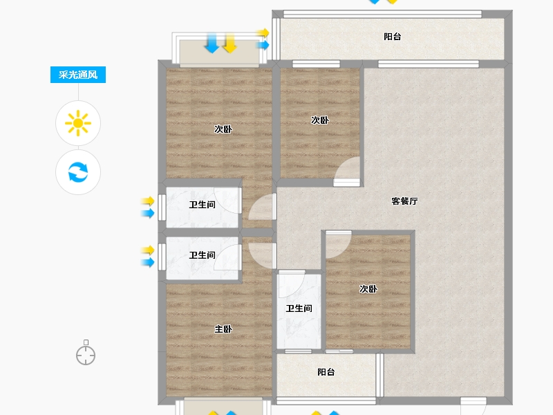 广西壮族自治区-河池市-中山华府-105.11-户型库-采光通风