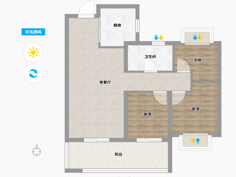 湖北省-荆州市-荆州当代城MOMΛ-71.20-户型库-采光通风