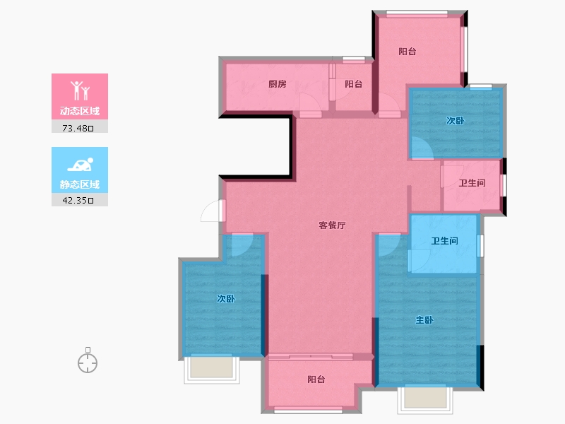 湖南省-长沙市-招商雍山湖-103.47-户型库-动静分区