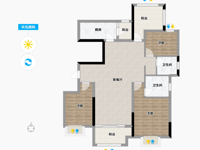 湖南省-长沙市-招商雍山湖-103.47-户型库-采光通风