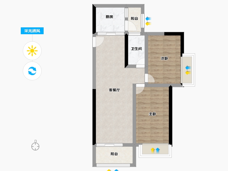 广东省-广州市-港骏轩-57.87-户型库-采光通风