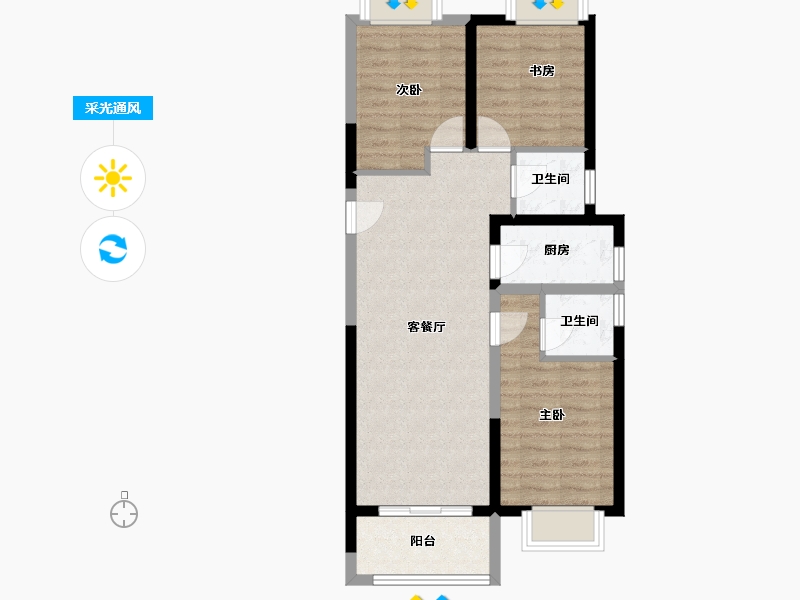 河南省-郑州市-朗悦公园府-68.96-户型库-采光通风