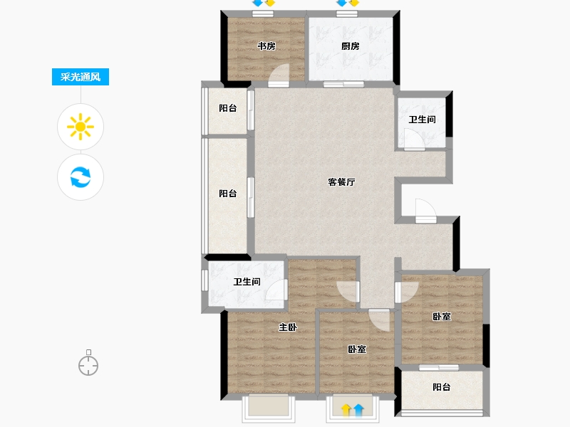 浙江省-温州市-绿城春月江澜-111.19-户型库-采光通风