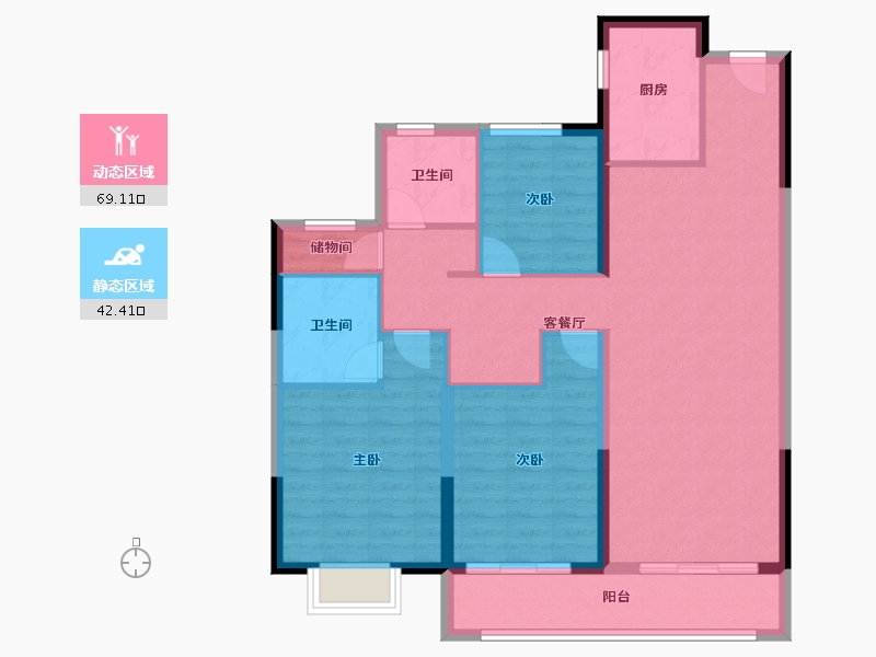 山西省-太原市-华润置地公元九里-100.00-户型库-动静分区