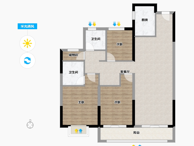 山西省-太原市-华润置地公元九里-100.00-户型库-采光通风