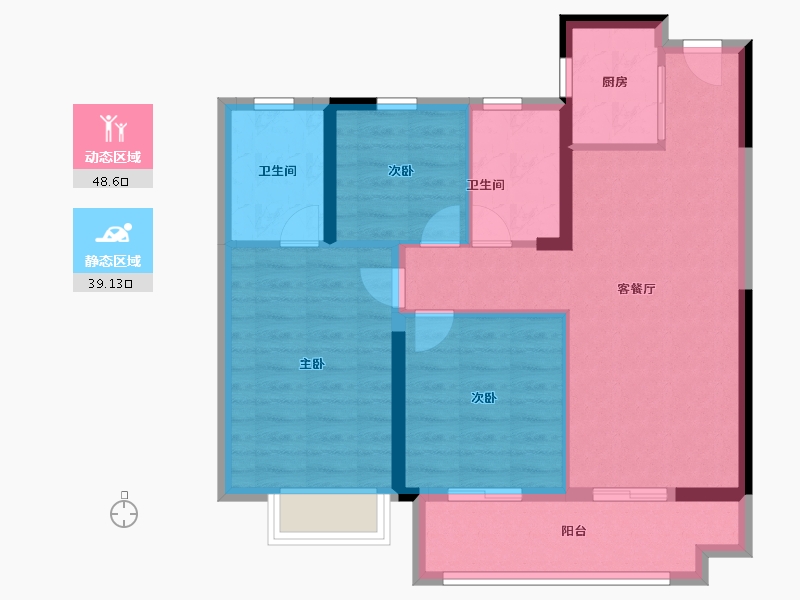 福建省-泉州市-中骏东璟府-78.40-户型库-动静分区