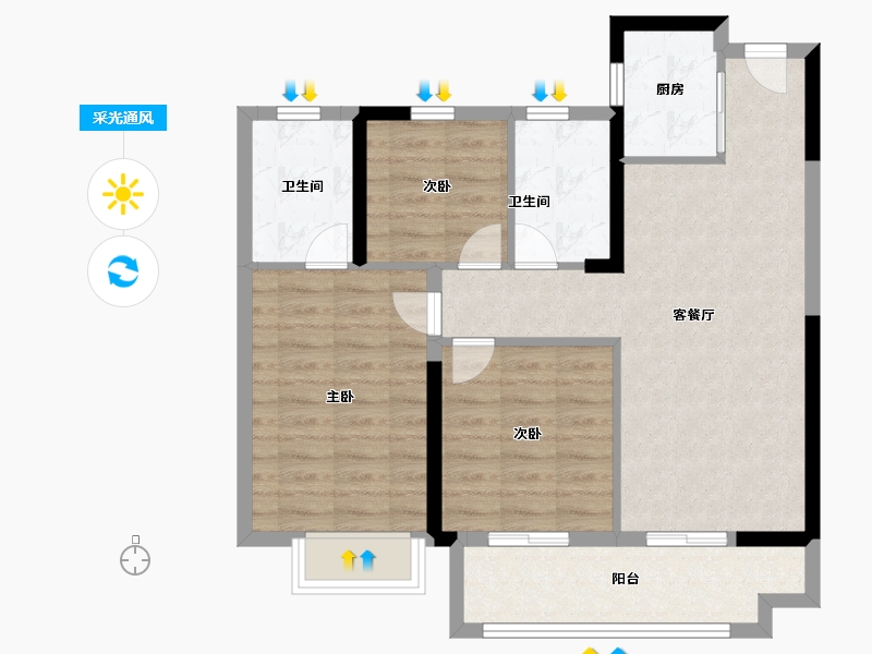 福建省-泉州市-中骏东璟府-78.40-户型库-采光通风