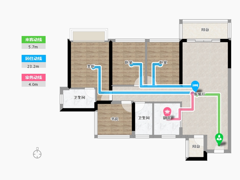 海南省-海口市-龙光玖悦台住宅-91.20-户型库-动静线