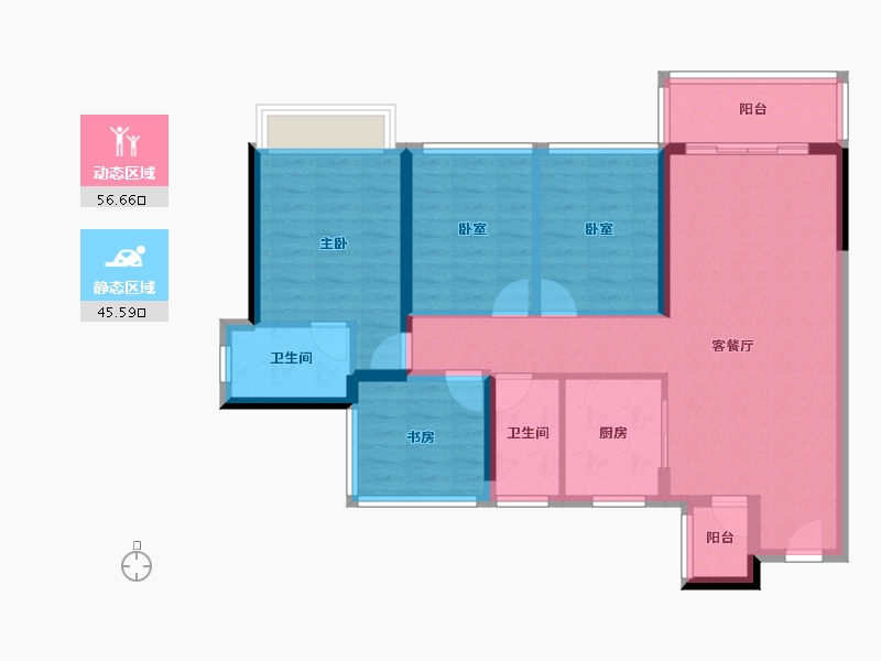 海南省-海口市-龙光玖悦台住宅-91.20-户型库-动静分区