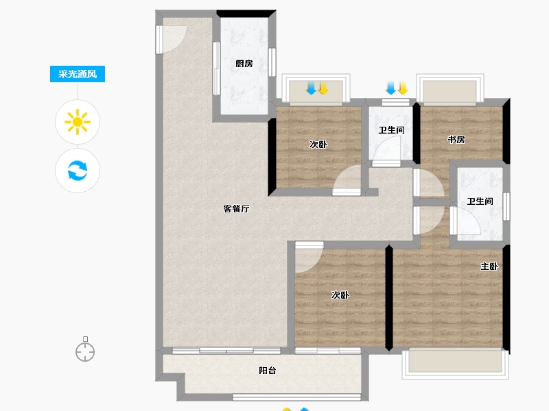 江苏省-南通市-如东碧桂园公园星著-105.61-户型库-采光通风