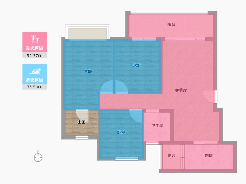 四川省-成都市-中梁御璟台-83.20-户型库-动静分区