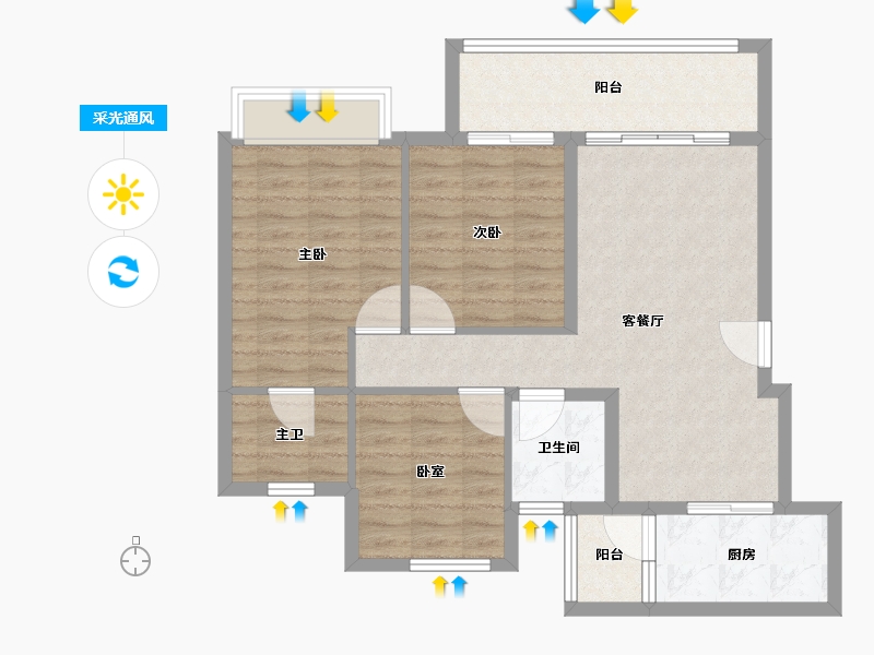 四川省-成都市-中梁御璟台-83.20-户型库-采光通风