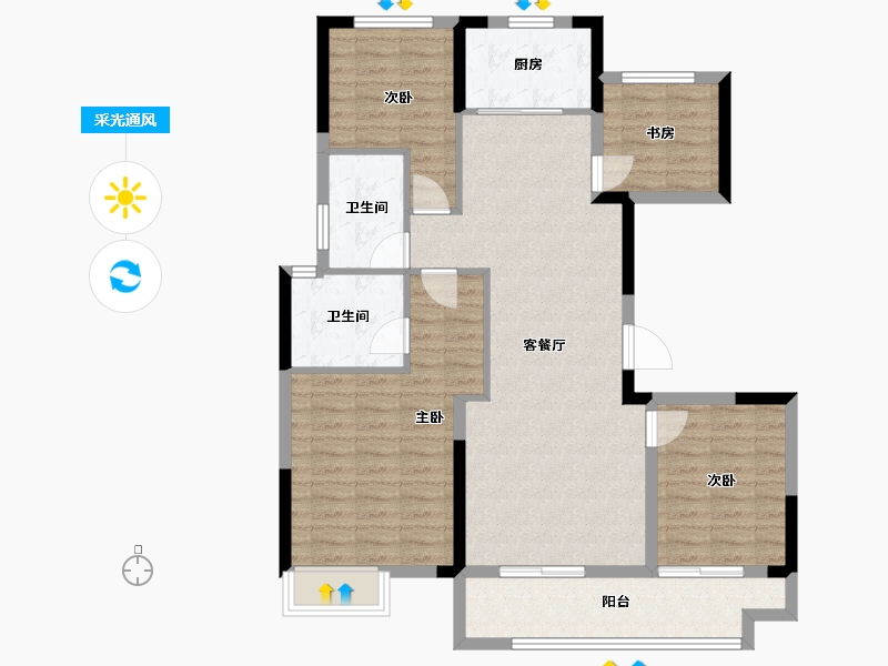 浙江省-绍兴市-新昌碧桂园珺悦-100.78-户型库-采光通风