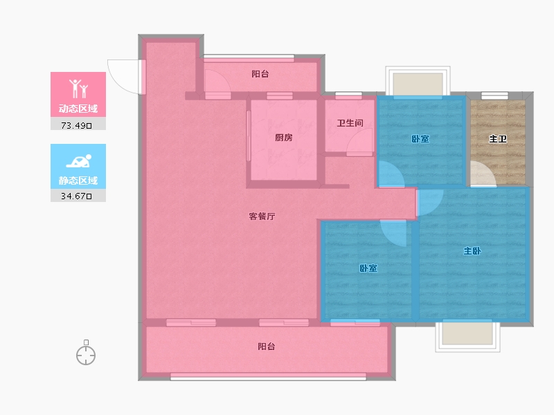 湖北省-荆州市-荆州当代城MOMΛ-102.40-户型库-动静分区