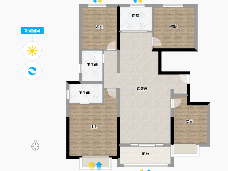 山西省-太原市-华润置地公元九里-111.20-户型库-采光通风