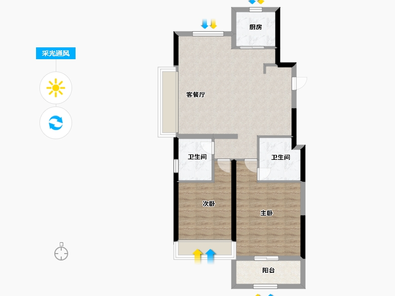 浙江省-舟山市-金宸府-76.00-户型库-采光通风