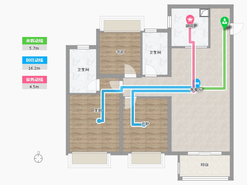 江苏省-苏州市-龙湖首开湖西星辰-90.00-户型库-动静线