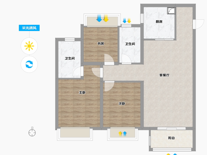 江苏省-苏州市-龙湖首开湖西星辰-90.00-户型库-采光通风