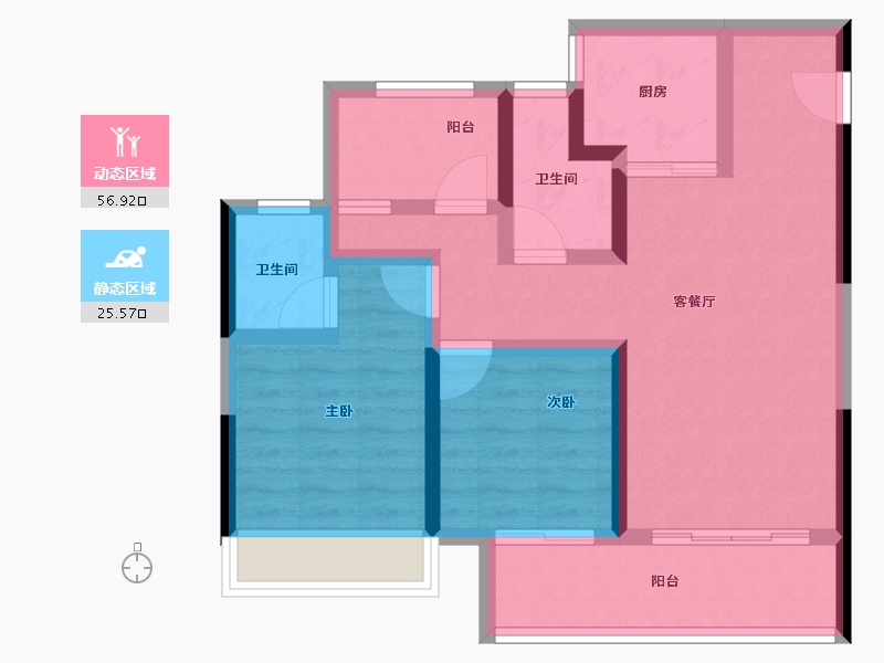 河南省-郑州市-路劲正荣·悦东园-72.00-户型库-动静分区