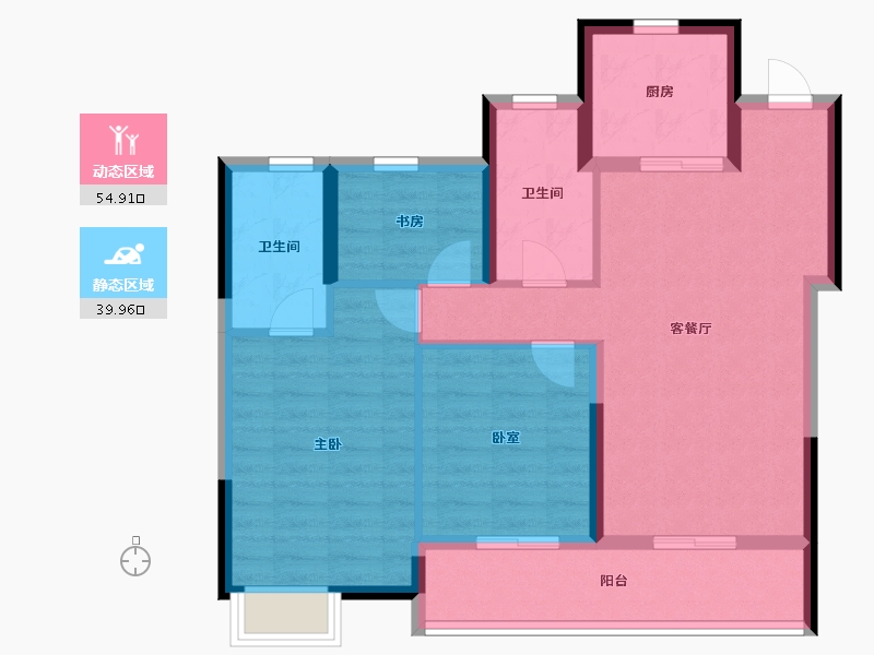 浙江省-温州市-龙湖揽境-84.80-户型库-动静分区