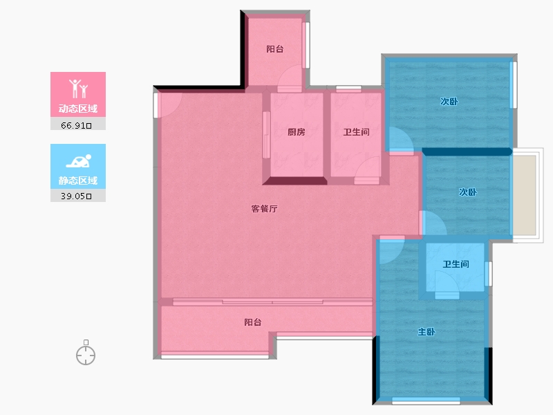 重庆-重庆市-东海香悦里-94.26-户型库-动静分区