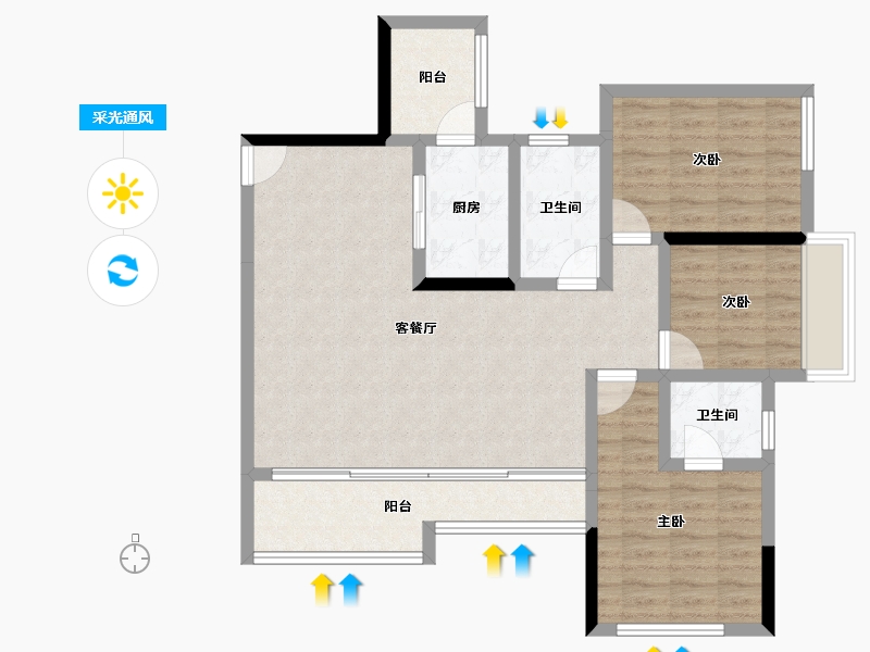 重庆-重庆市-东海香悦里-94.26-户型库-采光通风