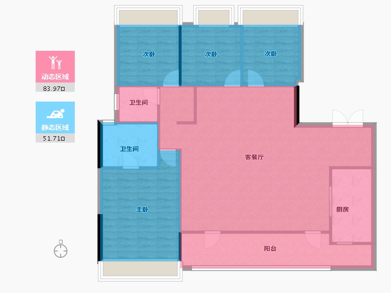 四川省-成都市-武侯金茂府-125.41-户型库-动静分区