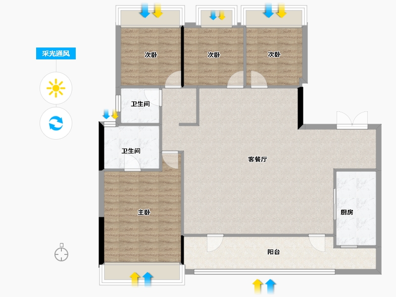 四川省-成都市-武侯金茂府-125.41-户型库-采光通风