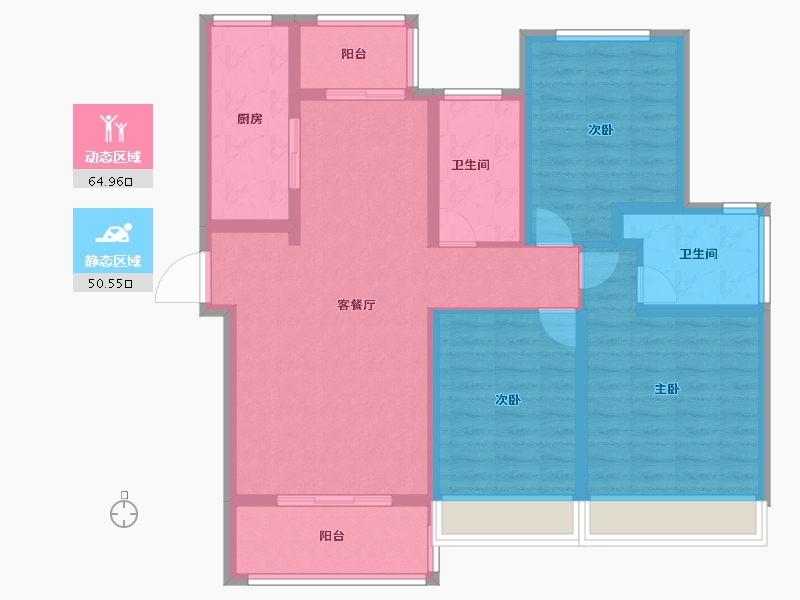 江苏省-苏州市-仁恒四季和鸣雅园-102.88-户型库-动静分区