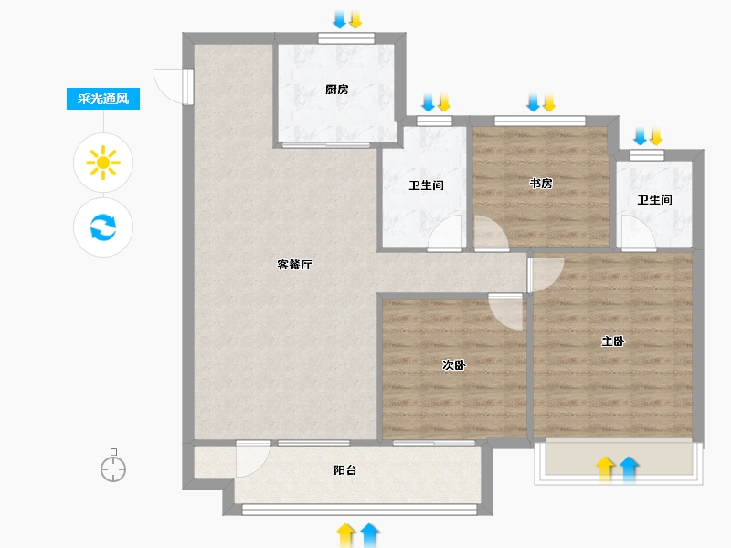 山东省-青岛市-西海岸·创新科技城-83.70-户型库-采光通风