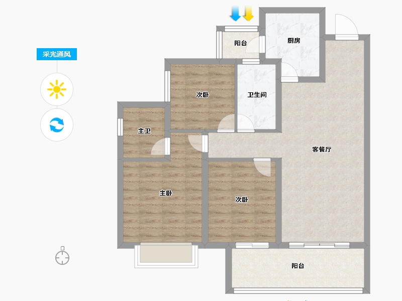 四川省-成都市-旭辉广场住宅-87.20-户型库-采光通风