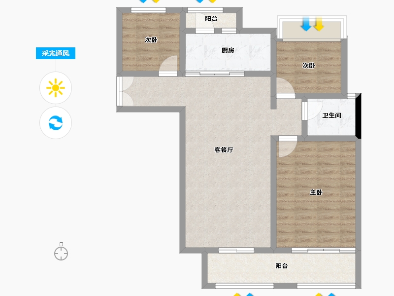 重庆-重庆市-百郦湾-80.15-户型库-采光通风