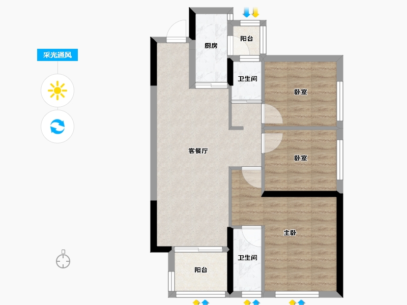 四川省-成都市-新城悦隽盛世-67.18-户型库-采光通风