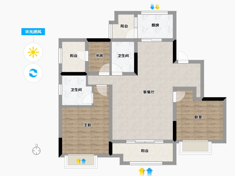 四川省-成都市-新城悦隽盛世-89.60-户型库-采光通风