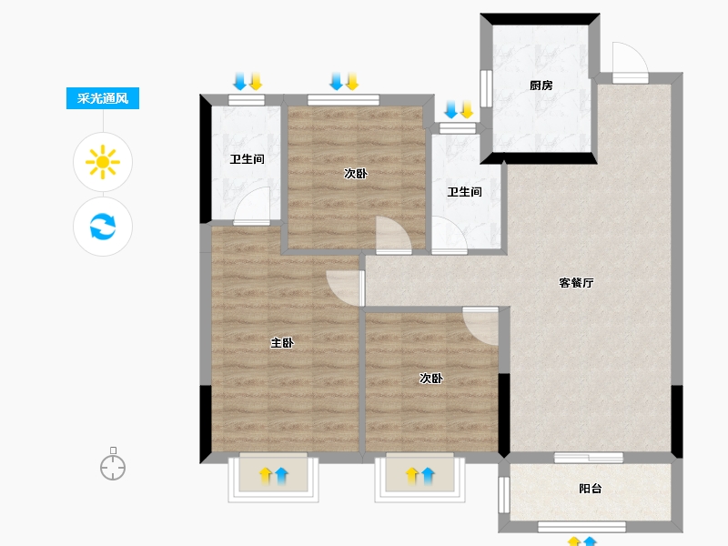 浙江省-嘉兴市-龙光·玫宸佳苑-81.03-户型库-采光通风