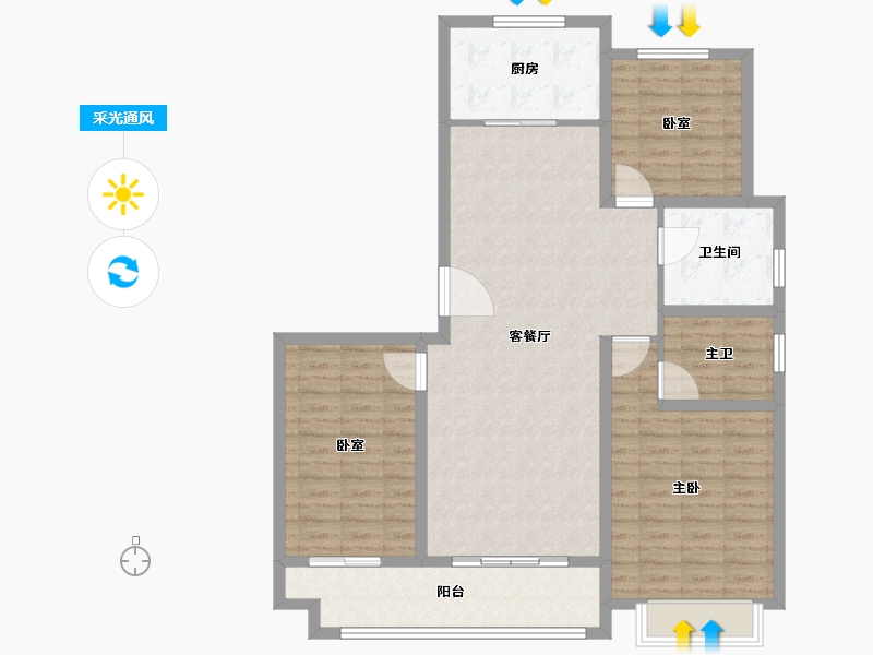 山东省-菏泽市-明德府-108.80-户型库-采光通风