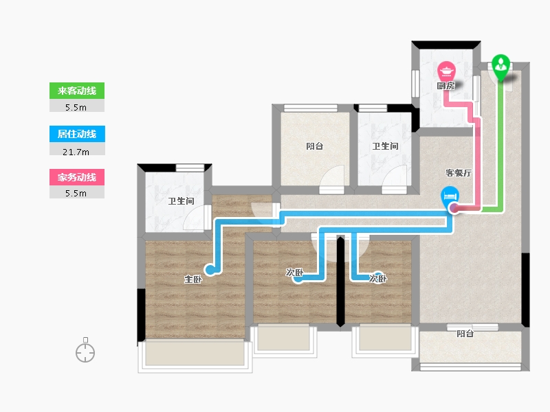 广东省-广州市-合景花䕕四季-73.35-户型库-动静线