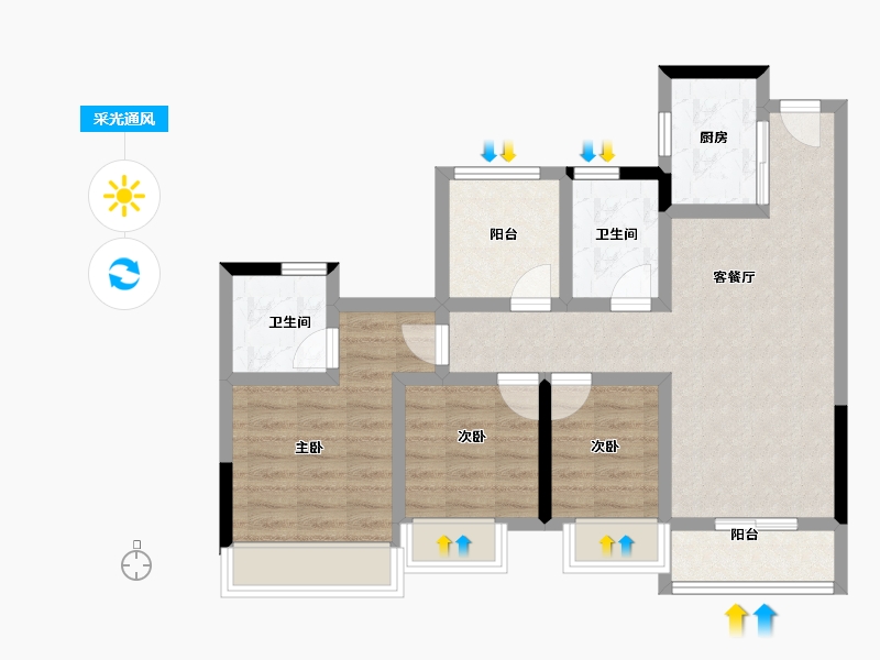 广东省-广州市-合景花䕕四季-73.35-户型库-采光通风