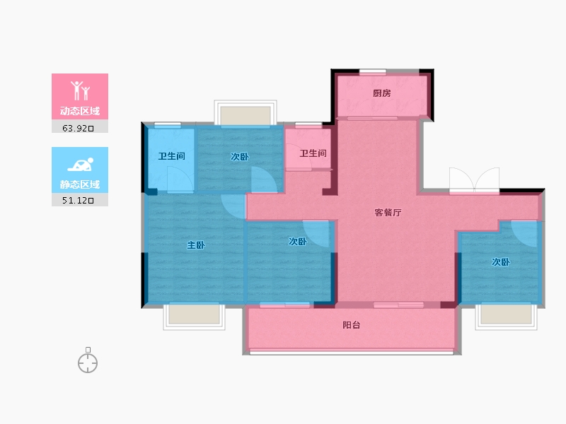 福建省-福州市-大东海世茂天玺-104.01-户型库-动静分区