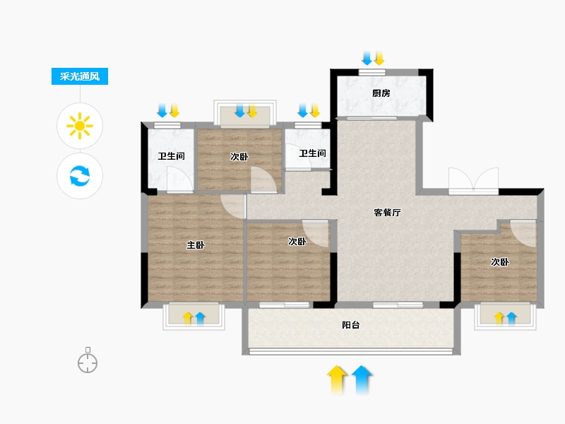 福建省-福州市-大东海世茂天玺-104.01-户型库-采光通风