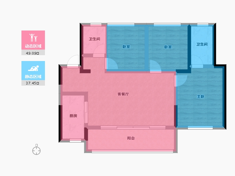 四川省-成都市-新城悦隽盛世-76.65-户型库-动静分区