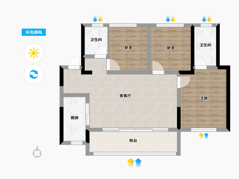 四川省-成都市-新城悦隽盛世-76.65-户型库-采光通风